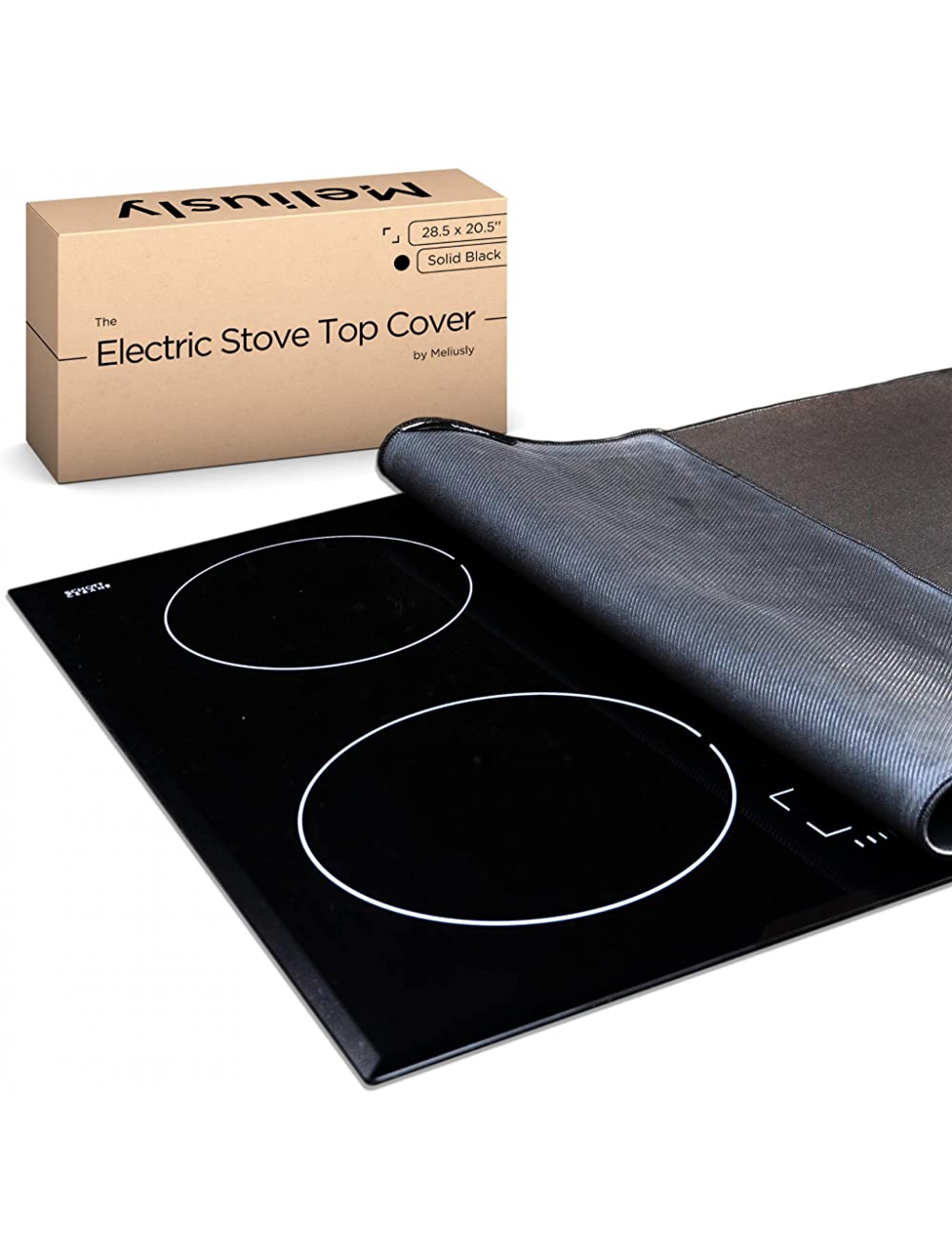 MELIUSLY Electric Stove Top Cover 20.5x28.5 Glass Top Stove Cover for Electric Induction or Ceramic Stovetop Decorative Burner Covers for Electric Stove Foldable Cooktop Protector Mat Black - B2WE4T7JO