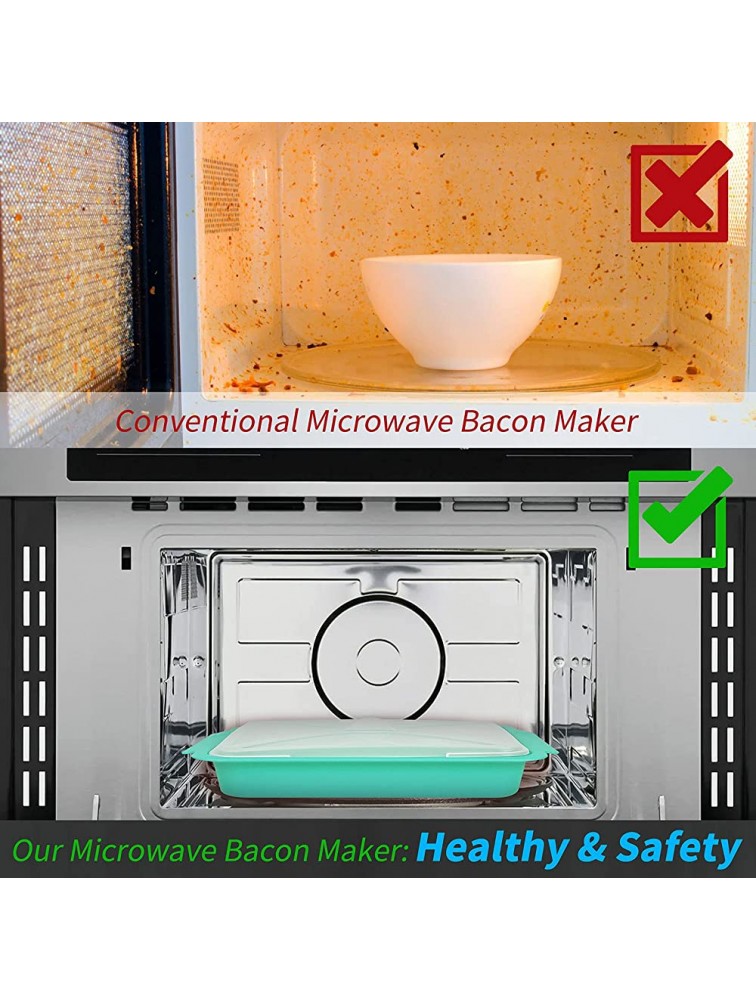 MUGOOLER Microwave Easy Bacon Maker Cooker with Lid Safety Quick and with No Mess 11.3“ L x 9.0 W x 2.4 H Bule - BKYKWI5A1