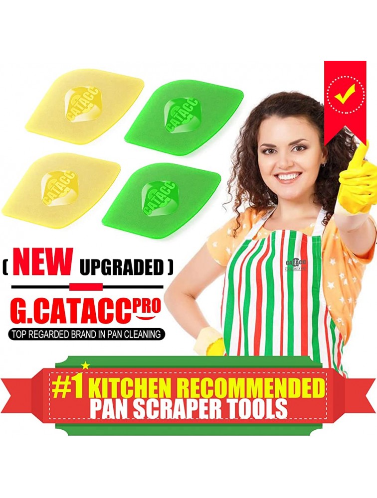 Original Pan Scrapers Set 4 Pack Flexible Thicker Polycarbonate Plastic Pan Scraper Tools for Cast Iron Skillets Cookware Pans Dishes and Pots - BP85CQT07