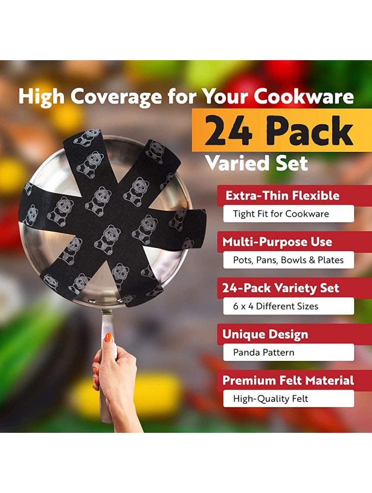 Pot & Pan Protectors for Stacking 24 XXL-Pack Felt Pan Separators for Cookware – 6 x 15”XXL + 6 x 13”XL + 6 x 11”L + 6 x 9”M Storing Pads for Pots Scratch Variety Set Pot & Plates Liners Dividers - B6PCUYNCZ