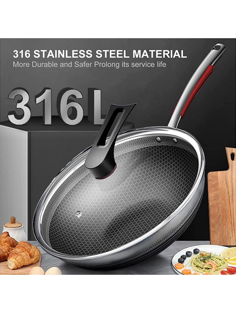 316L Stainless Steel Non Stick Wok Pan with Lid,12.6 Inch Saute Pans Nonstick Stir Fry Pan suit for Induction Cooktop Gas Ceramic and Electric Stove,Safe for Dishwasher and Oven,Stay-Cool Handle - BS9USS8HZ