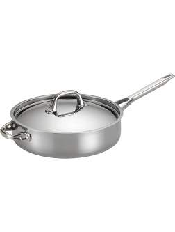 Anolon Triply Clad Stainless Steel Saute Pan Frying Pan Fry Pan with Lid and Helper Handle 5 Quart Silver - BEFBOOOE4