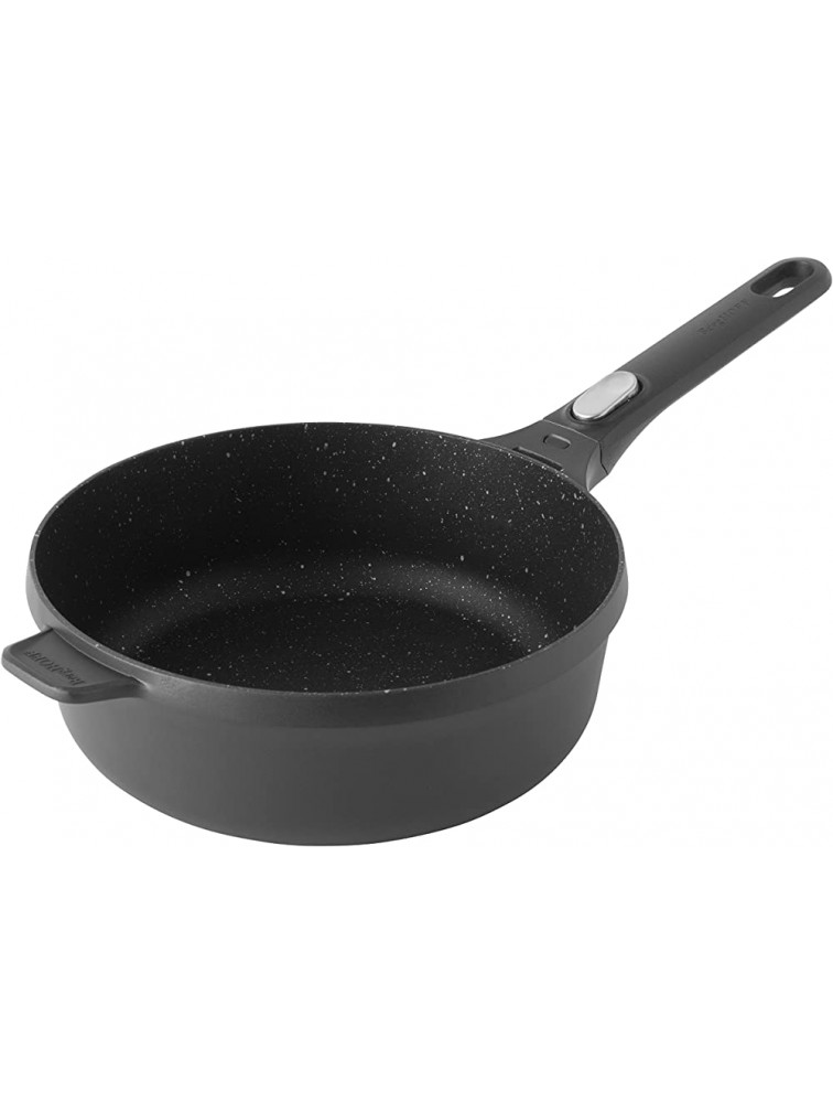 Berghoff GEM Non-Stick Cast Aluminum Sauté Pan 10 3.4 qt. Stay-Cool Detachable Handle Glass Lid Ferno-Green PFOA Free Coating Induction Cooktop Fast Heating Oven Safe - BE24FK594