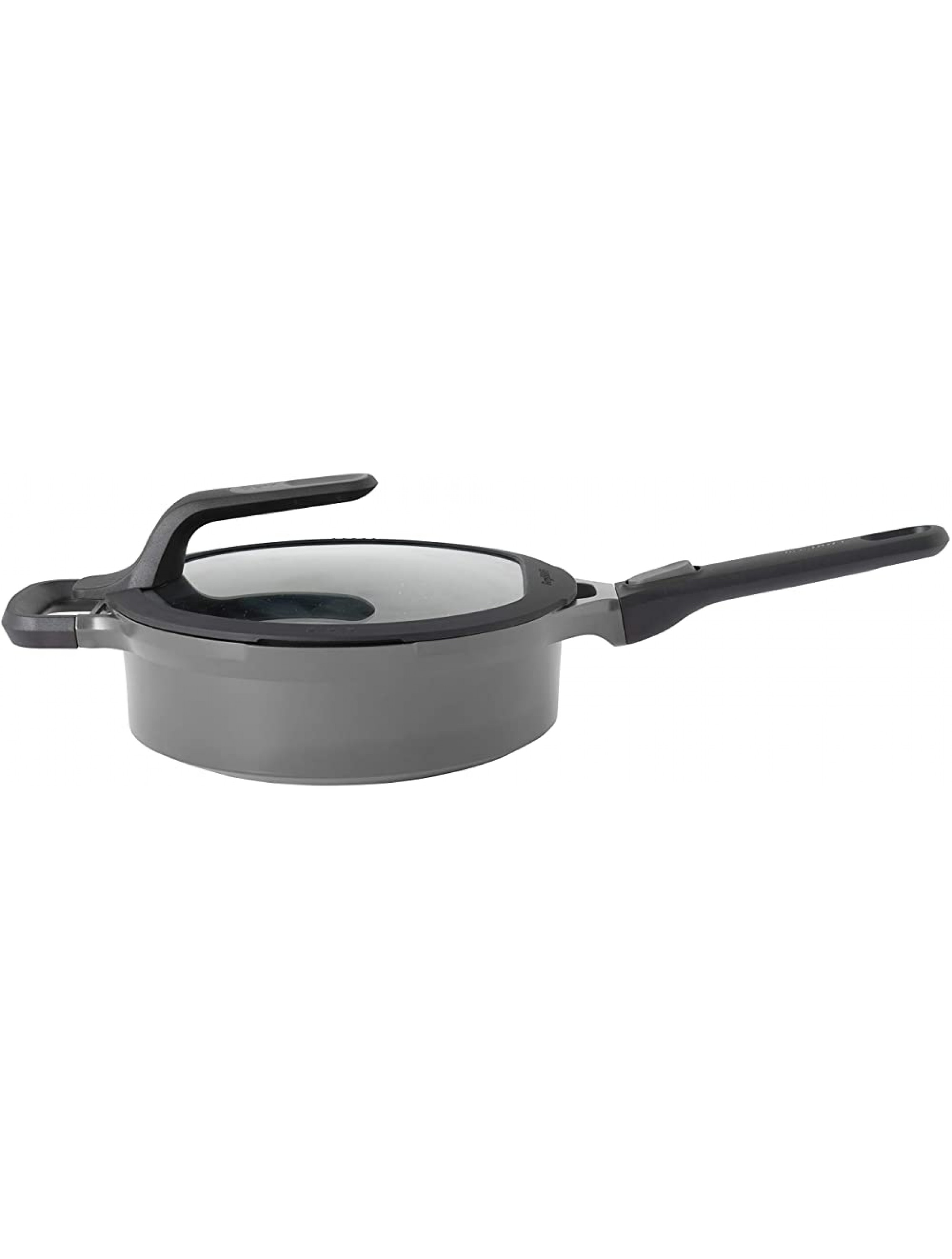 BergHOFF GEM Non-stick Cast Aluminum Sauté Pan 10 3.5 qt. Stay-cool Detachable Handle Dripless-Pouring Glass Lid Ferno-Green PFOA Free Coating Induction Cooktop Oven Safe - BTOH0YAJ2