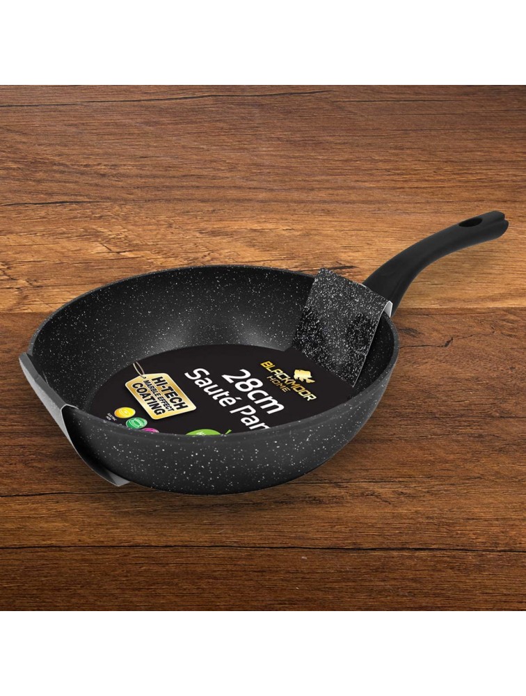 Blackmoor 66199 11” Sauté Pan Stylish Black Marble Finish Non-Stick & Anti-Scratch Cool Touch Handle Suitable for Induction Electric and Gas Hobs - B2J8QCYEA