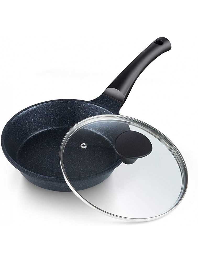 Cook N Home Nonstick Marble coating Saute Skillet Pans 8-inch with Lid - BN1CTQJPH