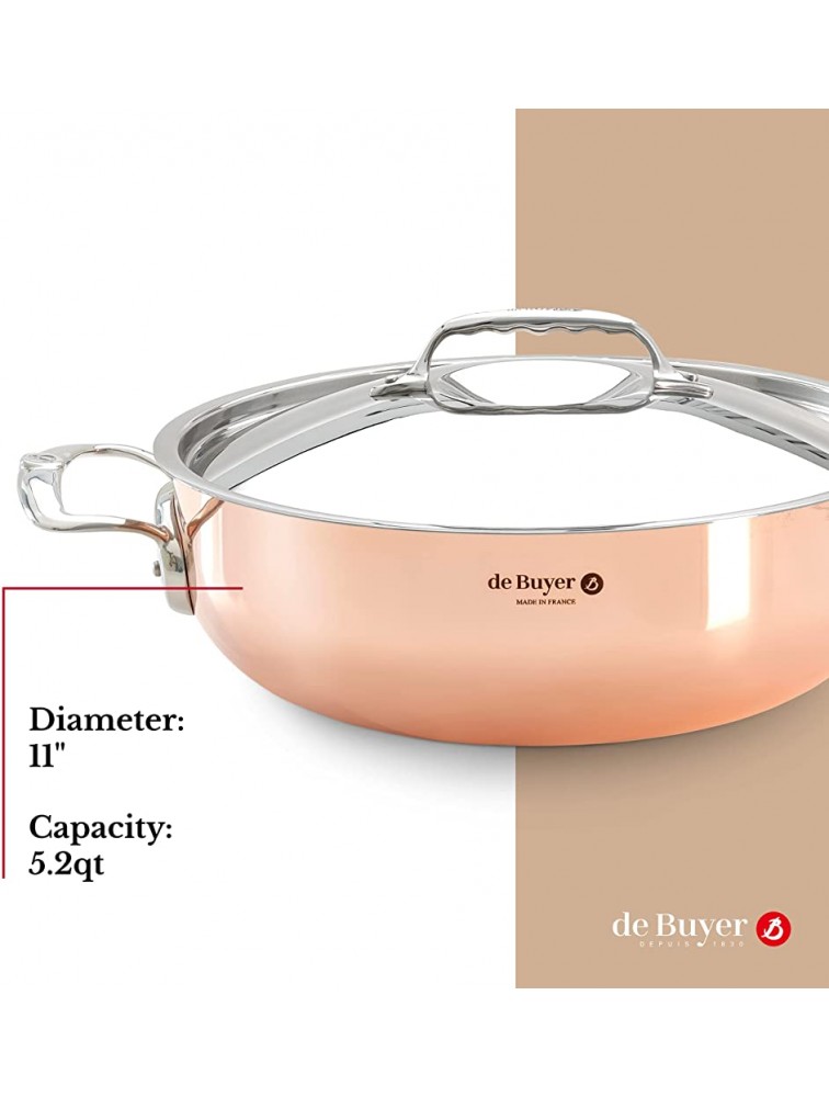 de Buyer Prima Matera Braiser Copper Cookware with Stainless Steel Oven and Induction Safe 11 - BSO1T3VCC