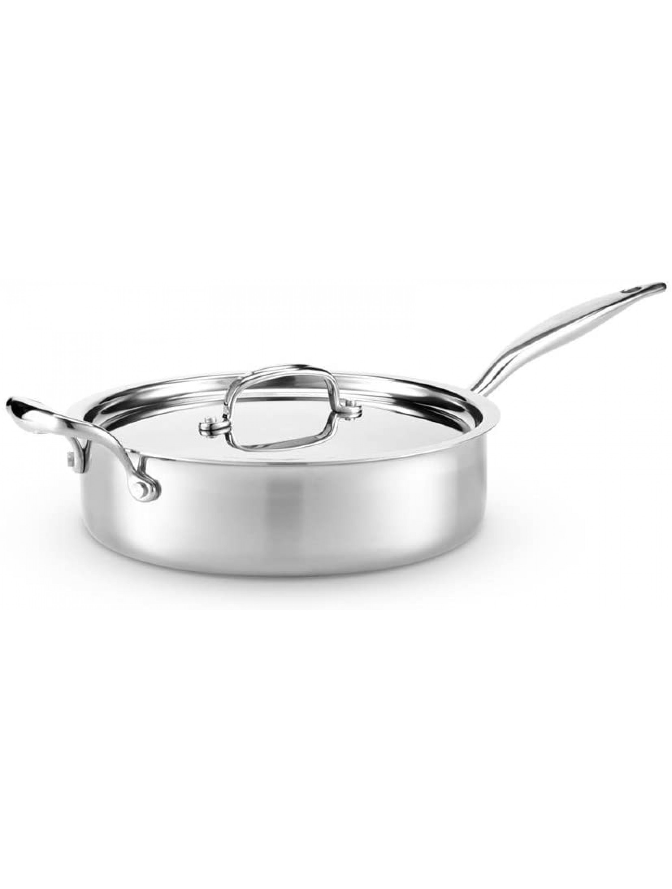 Heritage Steel 4 Quart Sauté Pan with Lid Titanium Strengthened 316Ti Stainless Steel with 5-Ply Construction Induction-Ready and Fully Clad Made in USA - BAY12OFHV