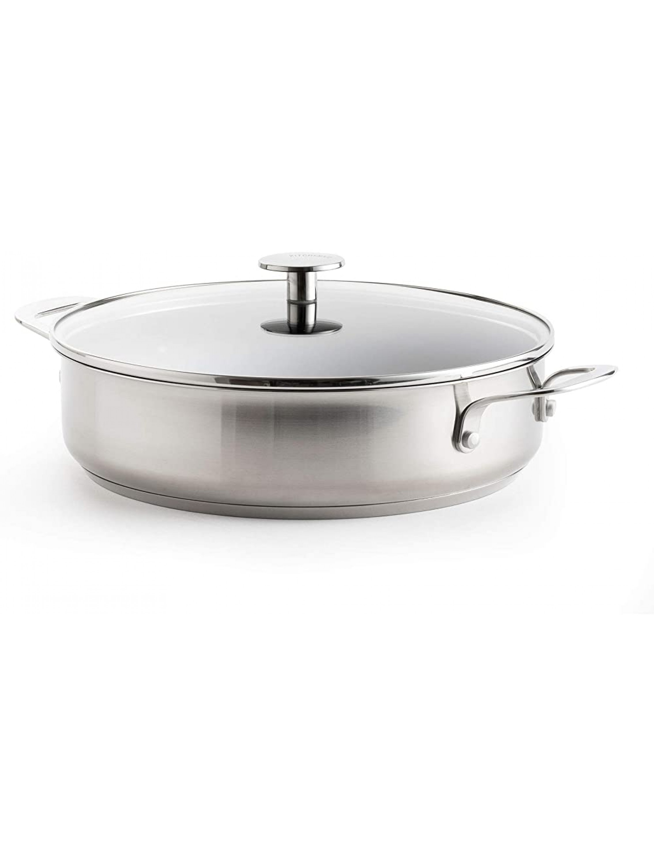 KitchenAid Skillet with 2 Side Handles and Lid Non Stick Stainless Steel Skillet Induction and Oven Safe Cookware 28 cm 4.3 Litres - BOB810I3E