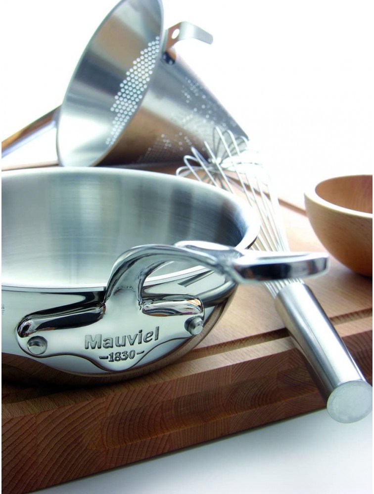 Mauviel M Cook 20CM CAST SS HDL 2.6MM Curved splayed saute pan 20 Stainless Steel - BAAPF5BXX