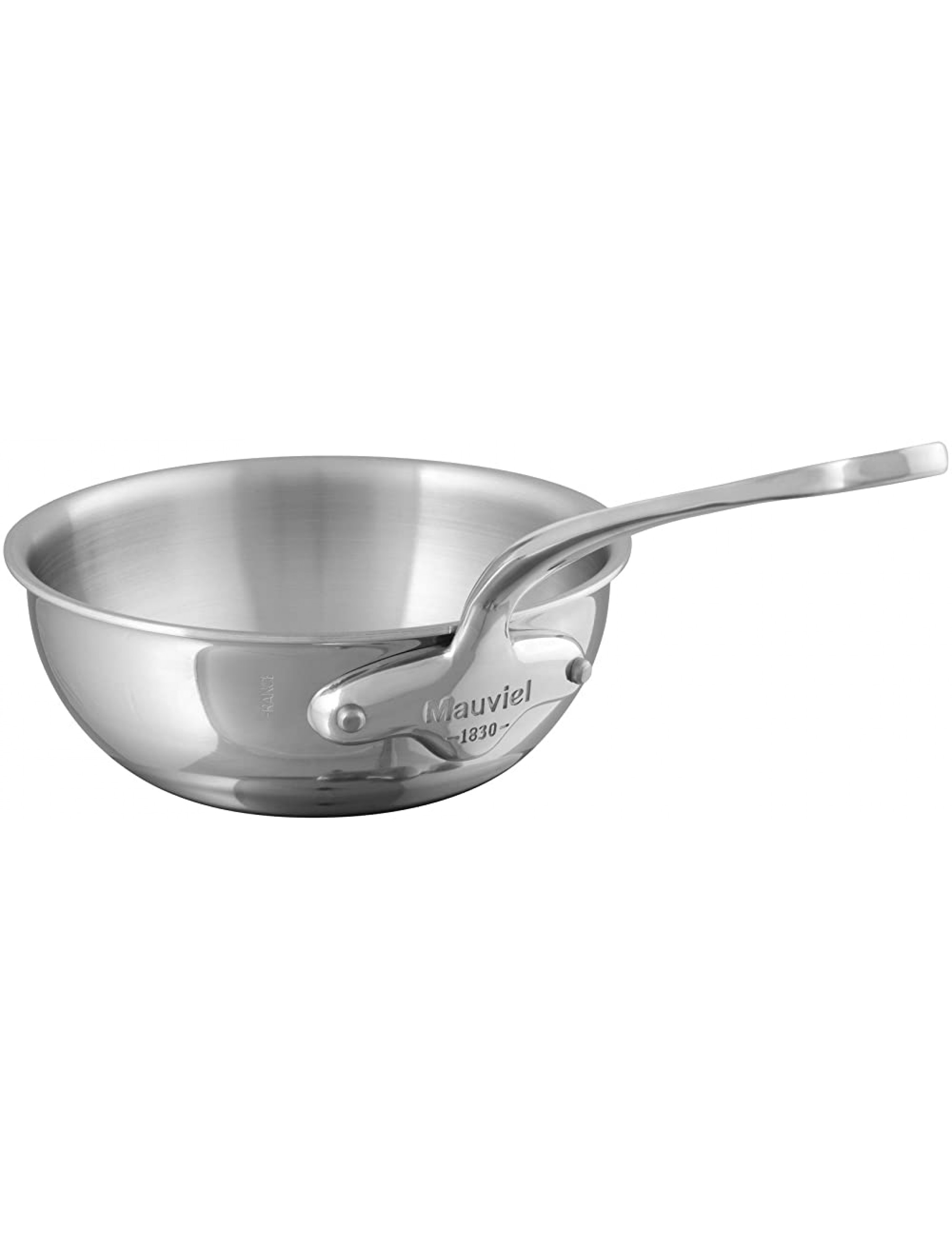 Mauviel M Cook 24CM CAST SS HDL 2.6MM Curved splayed Saute pan 24 Stainless Steel - B7PCU59W5