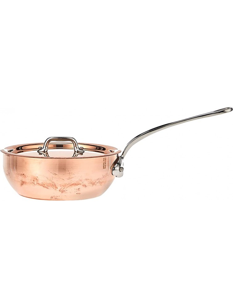 Mauviel Made In France M'Heritage Copper 150s .09-Quart Splayed Saute Pan with Lid and Cast Stainless Steel Handle - BESM9EX3D