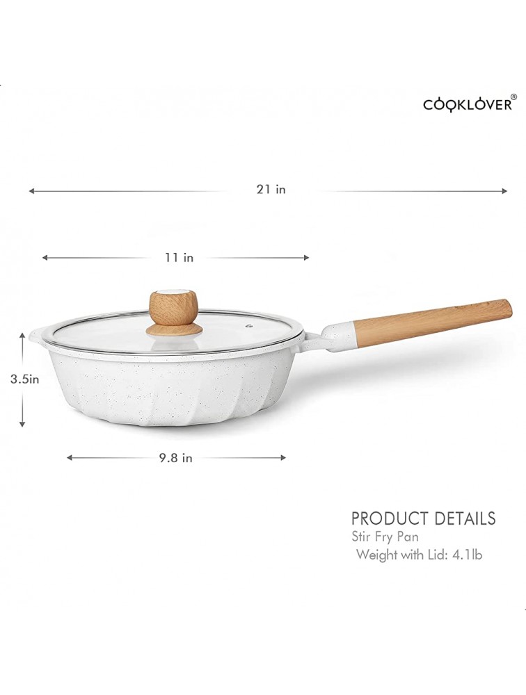 Nonstick Induction Sauté Pan with Lid-11inch& 7.9 inch Nonstick Frying Pan – White - BSFYRE8A7