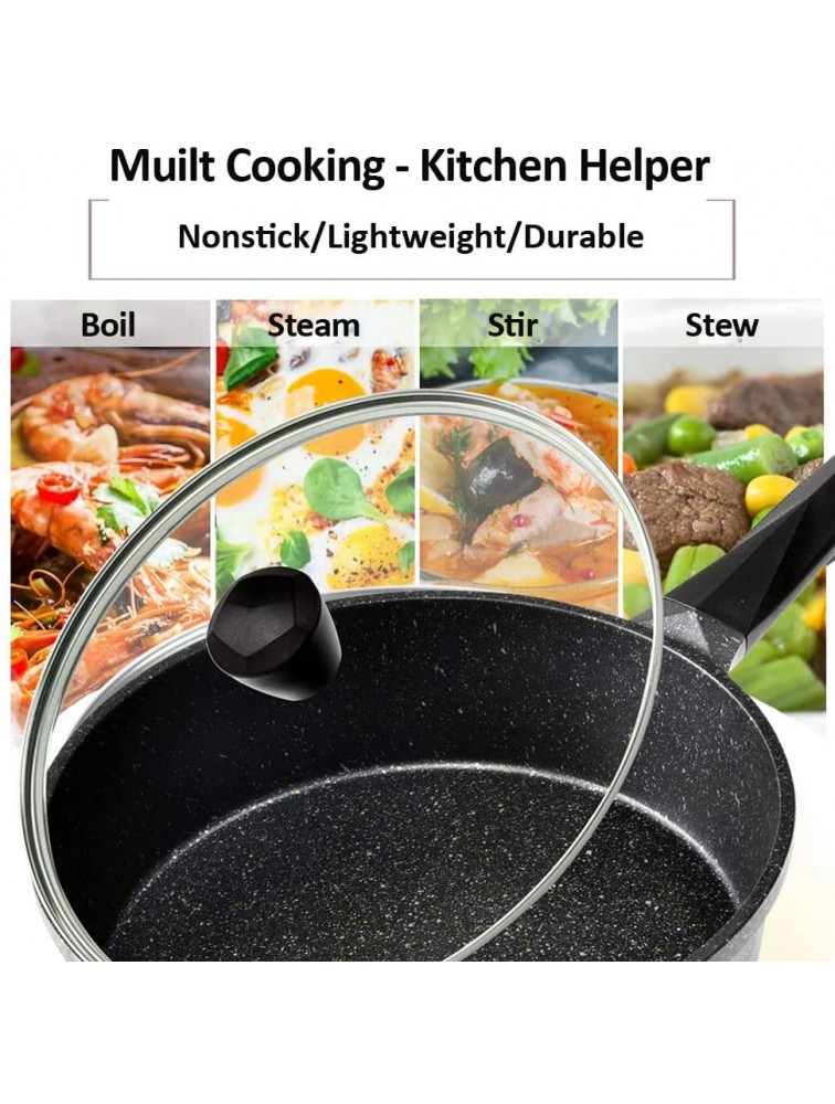 Nonstick Saute Pan with Lid 11 In Deep Frying Pan for Stir-fried Sauce Stewing Boiling Large Granite Skillets for Gas Electric Stove Ceramic Induction Top - B3MQZD6EQ