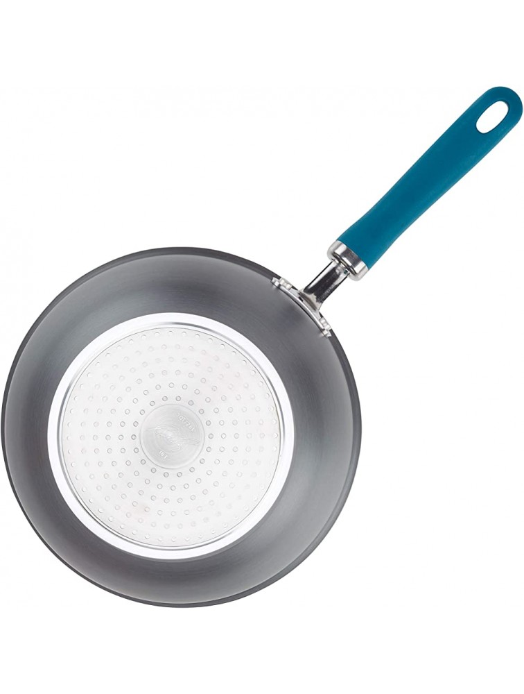 Rachael Ray Create Delicious Hard Anodized Nonstick Saute All Purpose Pan with Lid 3 Quart Gray With Teal Handles - BMR1IVSQB