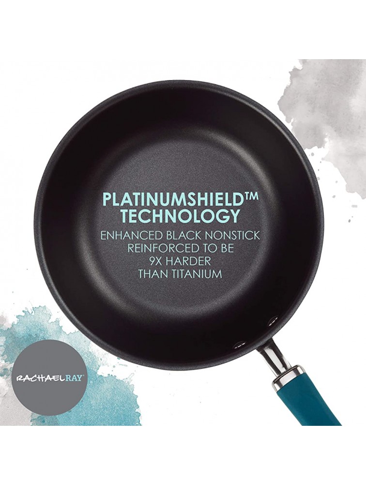 Rachael Ray Create Delicious Hard Anodized Nonstick Saute All Purpose Pan with Lid 3 Quart Gray With Teal Handles - BMR1IVSQB