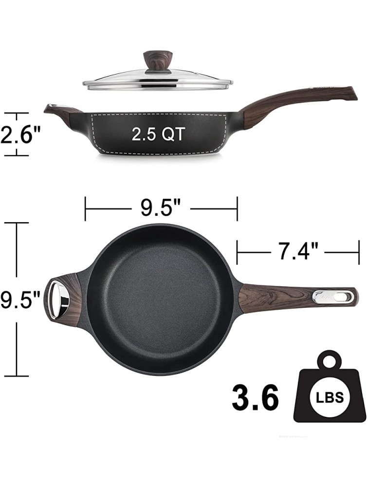 Sensarte 9.5 Inch Nonstick Deep Frying Pan,2.5Quart Non-Stick Saute Pan with Lid,Large Skillet Frying Pan,Cooking Pan Chefs Pan Omelette Pans Cookware,Stay cool Handle,Induction Compatible,PFOA Free - BTGFC2F3J