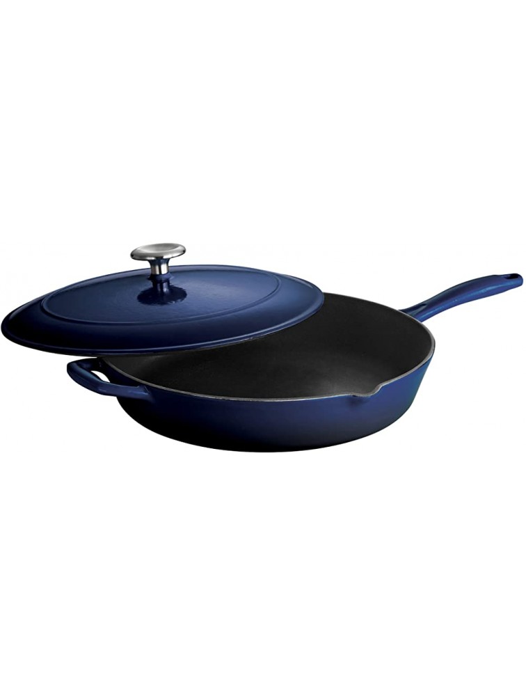 Tramontina Enameled Cast Iron Covered Skillet Gradated Cobalt 12-Inch 80131 068DS - BGJ3AAZGT