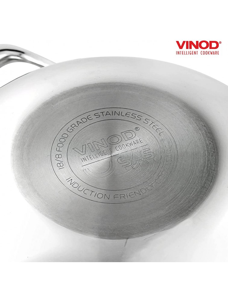 Vinod Platinum Kadai Triply Stainless Steel | Suitable For Indian Cooking Sauces Stews Soups | Deep Extra Deep Kadai With Lid | Induction Electric Friendly Deep Kadai 24cm - BBCOMT2C5