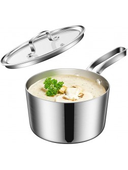 1.5 Quart stainless steel induction saucepan with glass lid compatible with all heat sources oven dishwasher safe small pot 1.5 qt - B3KGI20HS