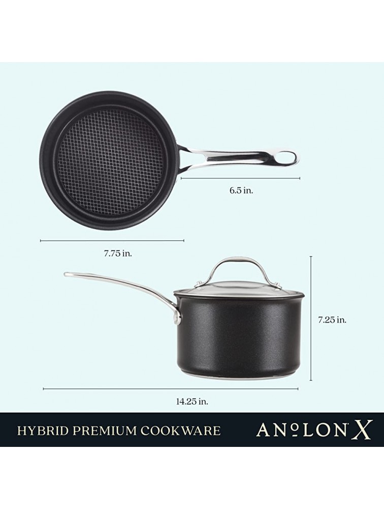 Anolon X Hybrid Nonstick Sauce Pan Saucepan with Lid 3 Quart Dark Gray - B2QS91DED