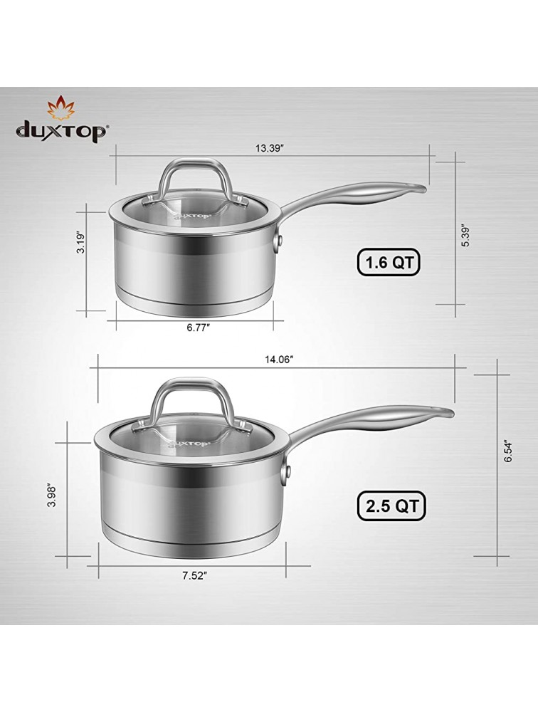 Duxtop Professional Stainless Steel Sauce Pan with Lid Kitchen Cookware Induction Pot with Impact-bonded Base Technology 2.5 Quart - BLLOPYKTN