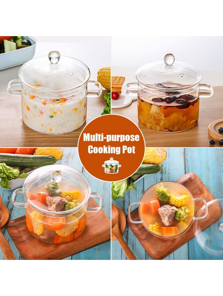 Glass Cooking Saucepan Stovetop Safe ZDZDZ 60Oz Thick Glass Cooking Pot,Microwave Cookware with Cover & Handle- Safe to Heat Pasta Noodle Soup Milk Baby Food - BIXMWRJ3T
