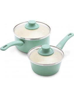 GreenLife Soft Grip Healthy Ceramic Nonstick 1QT and 2QT Saucepan Pot Set with Lids PFAS-Free Dishwasher Safe Turquoise - BKVG3A1UF