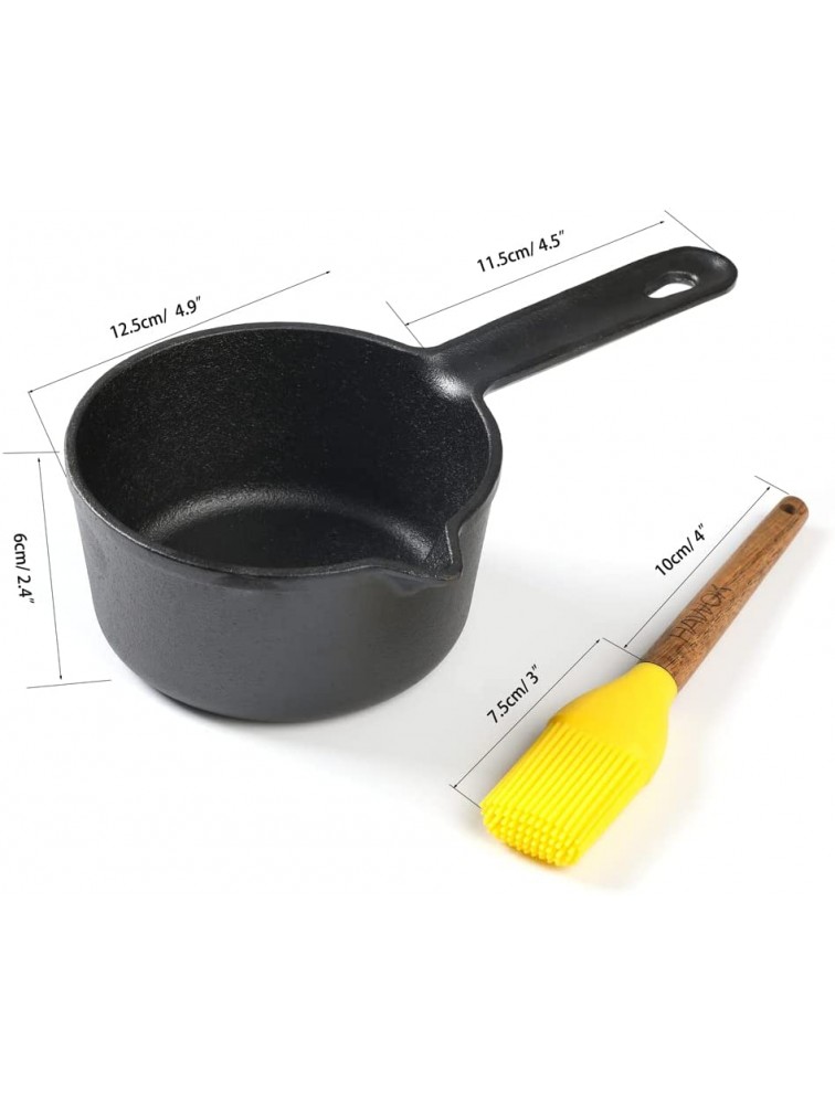 HAWOK 4.9 inch Cast Iron Melting Pot Sauce Pan with Brush ,19.4 oz, - B906LC2U5