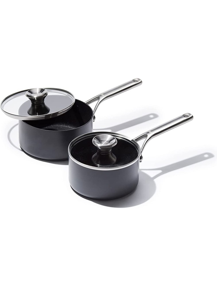 OXO Professional Hard Anodized PFAS-Free Nonstick 1.7QT and 2.3QT Saucepan Pot Set with Lids Induction Diamond reinforced Coating Dishwasher Safe Oven Safe Black - BWBMI0CI1
