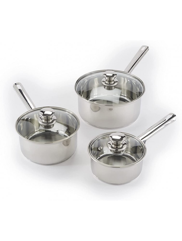 Sauce Pan Set Stainless Steel Kitchen Cookware with Lids Set of 3 - BM8LJ8VMH