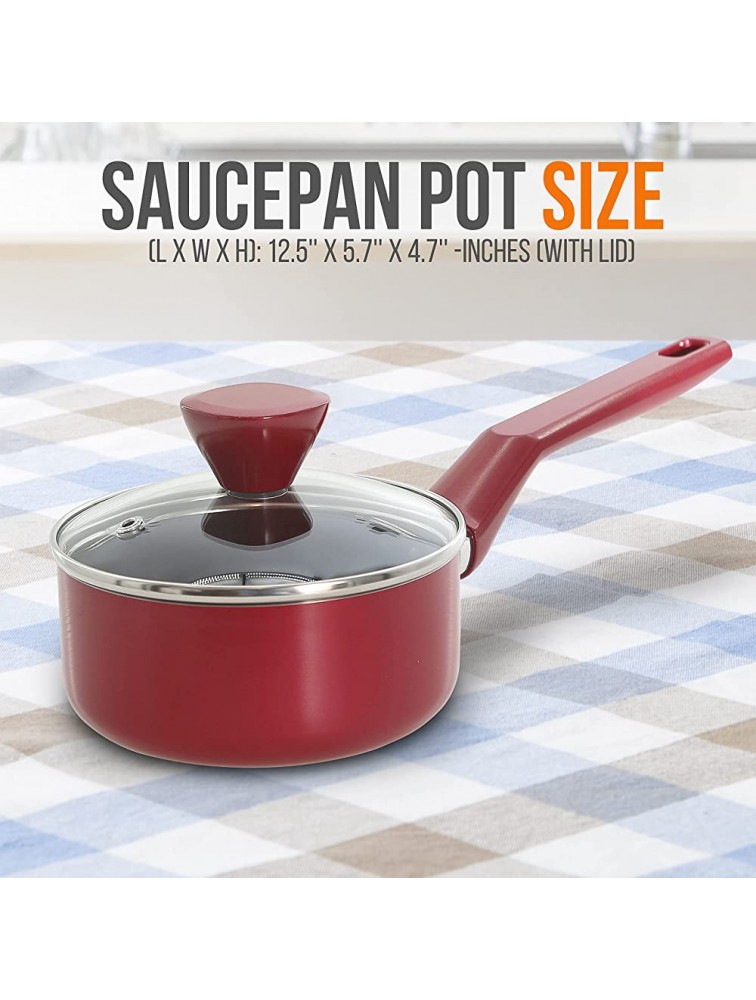 Saucepan Pot with Lid Non-Stick High-Qualified Kitchen Cookware with See-Through Tempered Glass Lids 1 QT. Works with Model: NCCWA13RD - BLVI3OLUQ