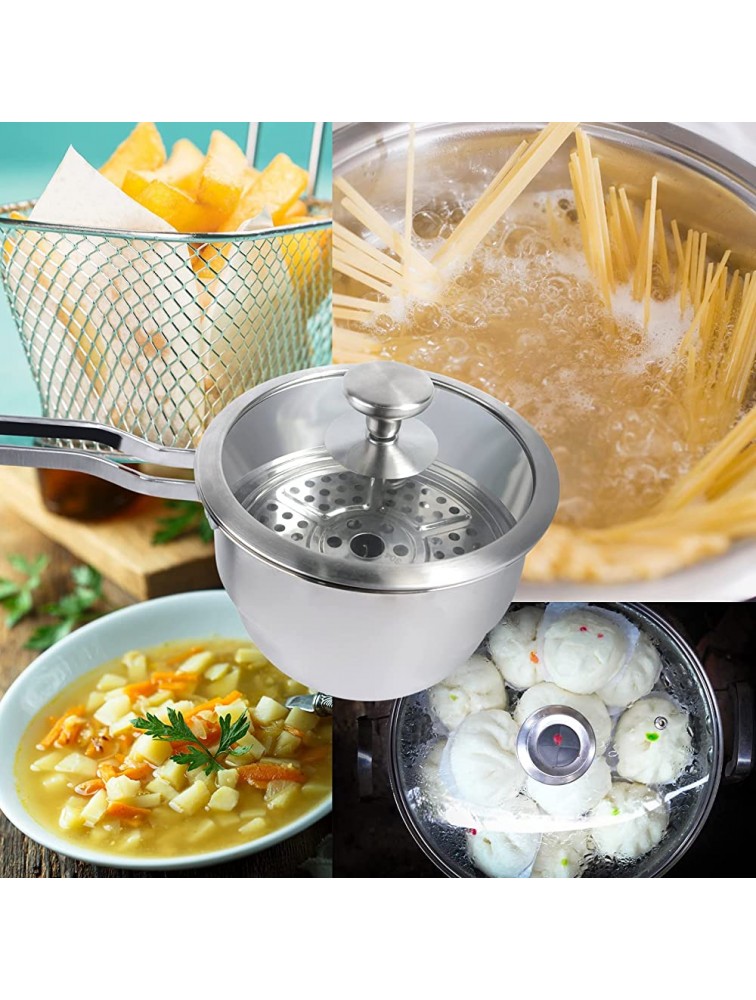 Small Saucepan Mairuker Stainless Steamer Pot 4 In 1 Function,Milk Pan Come with Saucepan with Wire Fry Basket and Glass Lid,Steamer Basket for Home Kitchen or Restaurant - BHWYS0TL9
