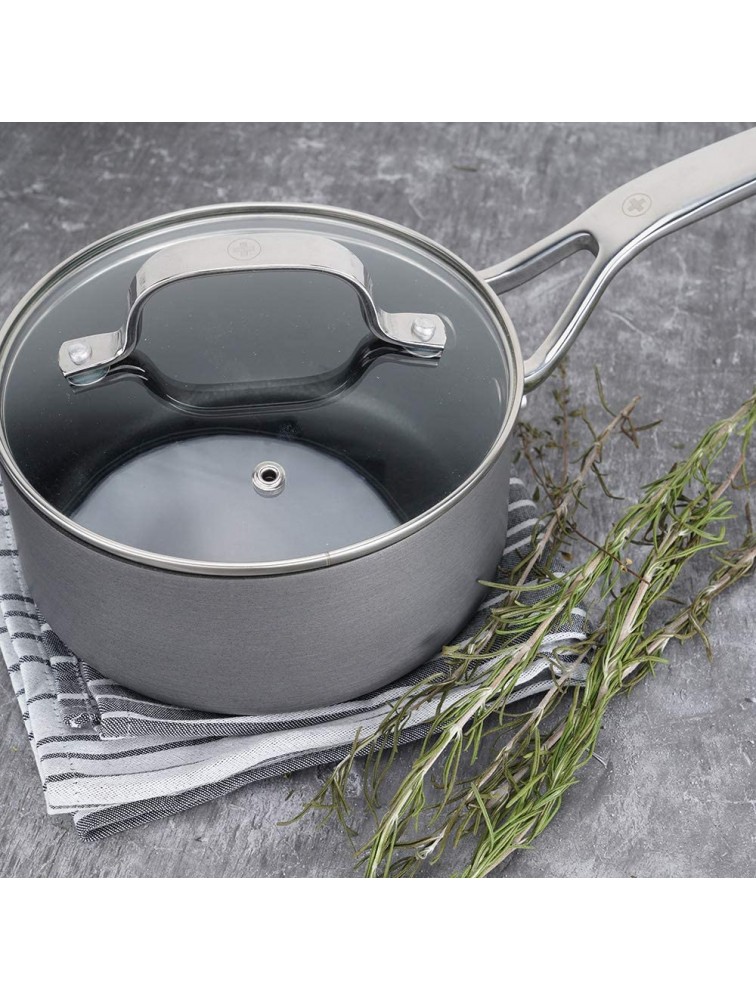 Swiss Diamond Hard Anodized Induction Compatible 1.5 Quart Saucepan with Lid Oven and Dishwasher Safe Nonstick Cooking Pot 6.3 Inches - BMJE5YMP8