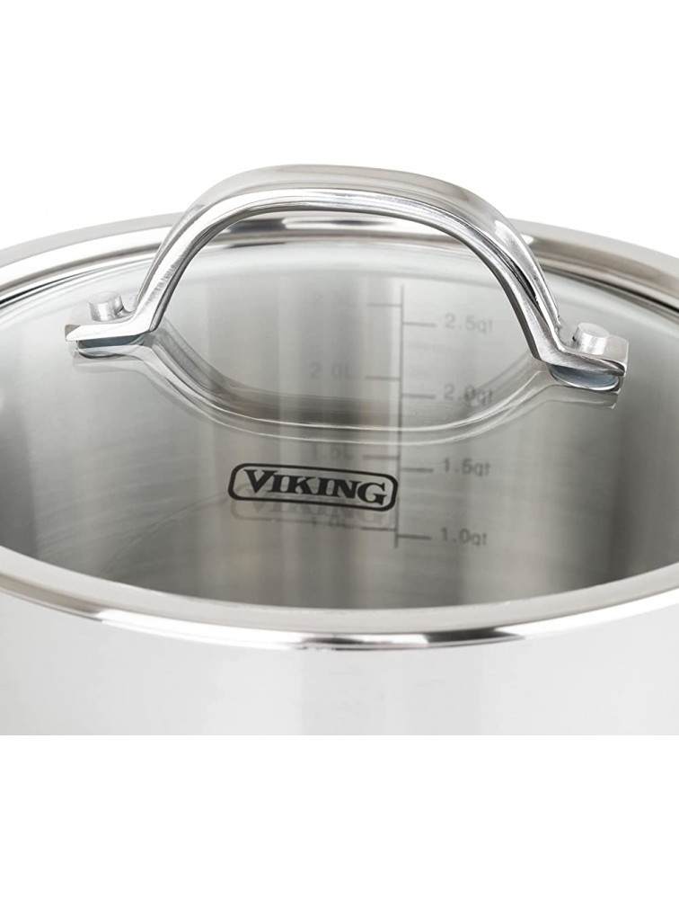 Viking Contemporary 3-Ply Stainless Steel Saucepan with Lid 3.4 Quart - B01VLDSU5