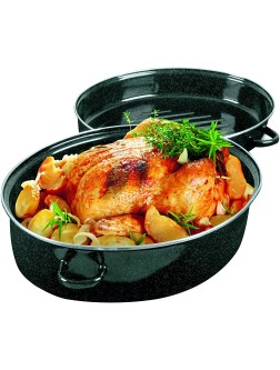 16.5"L x 15"W x 8"H 42cmx38cmx20.3cm Uniware Healthy Enamel Coating Turkey Roaster Roaster Pan for Turkey Roaster for Chicken - BR2U568SR