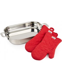 All-Clad 00830 Stainless-Steel Lasagna Pan with 2 Oven Mitts Cookware Silver - BAVKLA93U