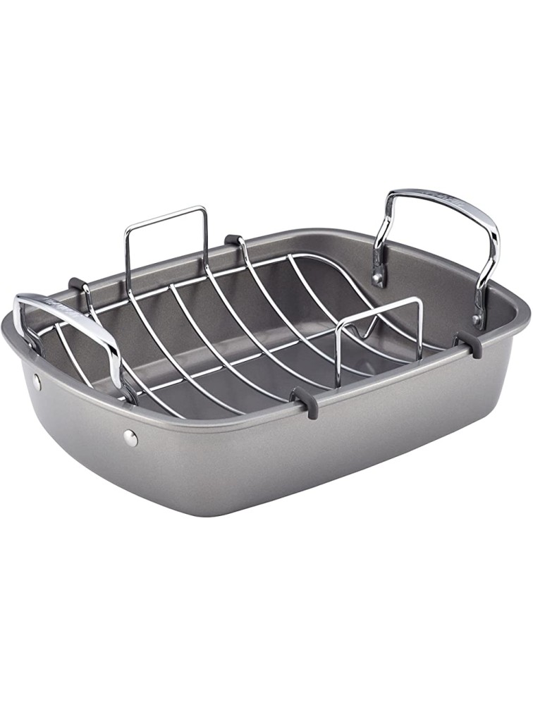 Circulon Nonstick Roasting Pan Roaster with Rack 17 Inch x 13 Inch Gray - BLWNE0M8D