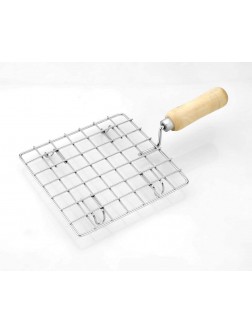 CRAFTSMAN Set of 1 Pc Stainless Steel Square Net Papad Jali Roti Chapati Toast Bharta Roasting Grill with Wooden Handle - BZ1ZAP0D5