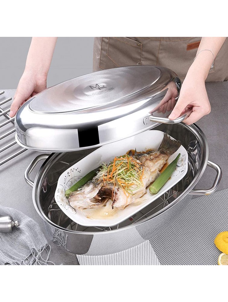 Cyrosa Roasting Pan with Rack Stainless Steel Turkey Roaster with Lid Large Roasting Pan 17 Inch - BOZ0DB9YO