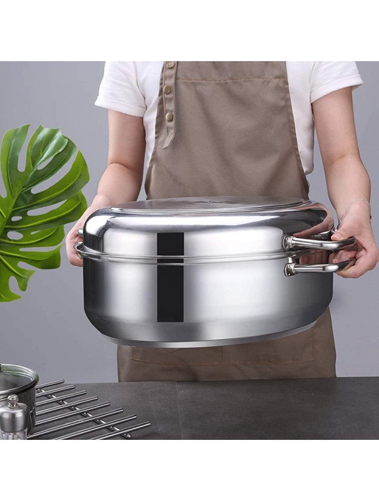 Cyrosa Roasting Pan with Rack Stainless Steel Turkey Roaster with Lid Large Roasting Pan 17 Inch - BOZ0DB9YO