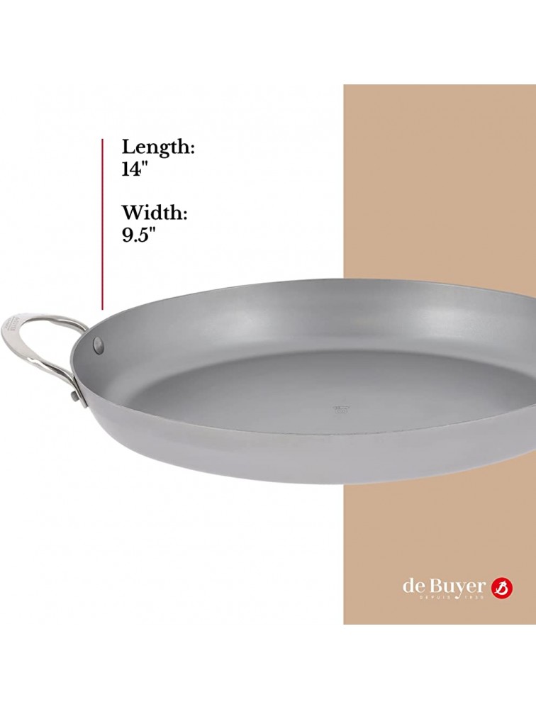 de Buyer Mineral B Oval Roasting Pan Nonstick Pan with 2 Handles for Oven Cooking Carbon and Stainless Steel 14 X 9.5 - B2P606GL6