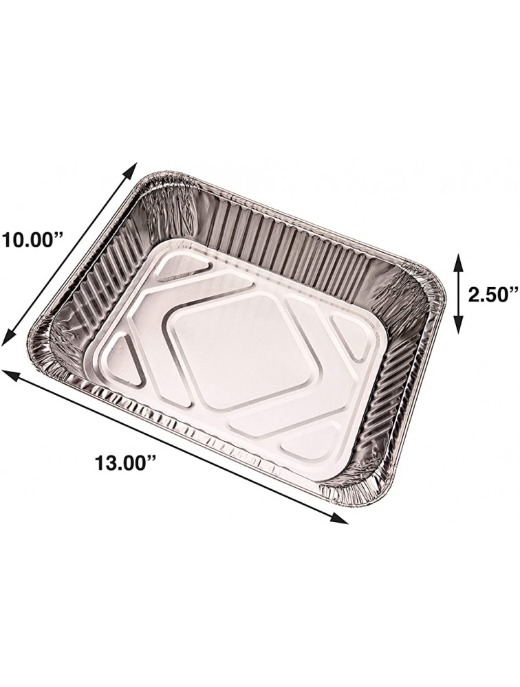 J-Line Design Aluminum Foil Disposable Roasting Broiler Pan Half Size Steam Table Pan 13 x 10 x 2.5 Inch 18 Pack Complete with Silicone Basting Brush and Stainless Steel Mini Tongs - BEAB0TXDF