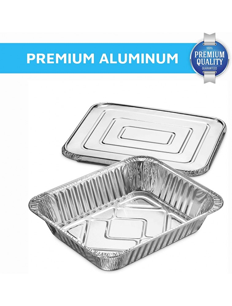 MontoPack Aluminum Foil Half Size Roasting Pans with Lids | Premium 9x13 Standard Size Chafing Tins for Baking Catering & Roasting | Disposable Steam Table Trays Portable Food Prep Containers 20 Pack - BC49B7PDC