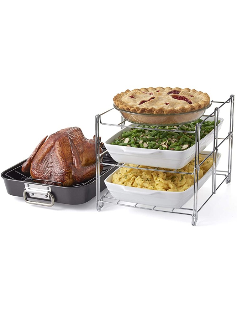 Nifty Solutions Oven Insert with Large Non-Stick 3-Tier Baking Rack and Roasting Pan Included Charcoal and Chrome - BTWX9O7YP