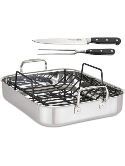 Viking Culinary 3-Ply Roasting Pan w  Rack & Carving Set  16" x 13" X 3" Stainless Steel 4013-9902C - B29HUS87J
