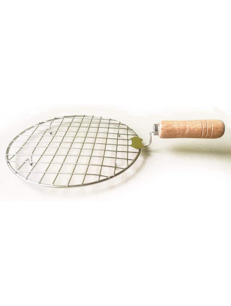 Wooden & Steel Roasting Net with Tong,Pakkad,Roasting Net,Stainless Steel Wire Roaster,Cooking Rack,Papad Grill,Chapati Grill,Roaster,Food Tong - BUCCQ6XOA