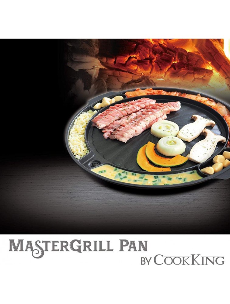 CookKing Master Grill Pan Korean Traditional BBQ Grill Pan Stovetop Nonstick Indoor Outdoor Smokeless BBQ Cast Aluminum Grill Pan - BNDAFVWIA