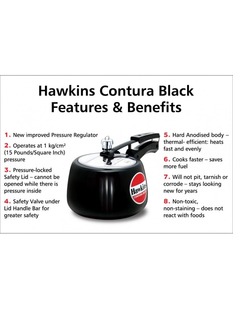 Hawkins CB30 Hard Anodised Pressure Cooker 3-Liter Contura Black - B9LVTQYG3