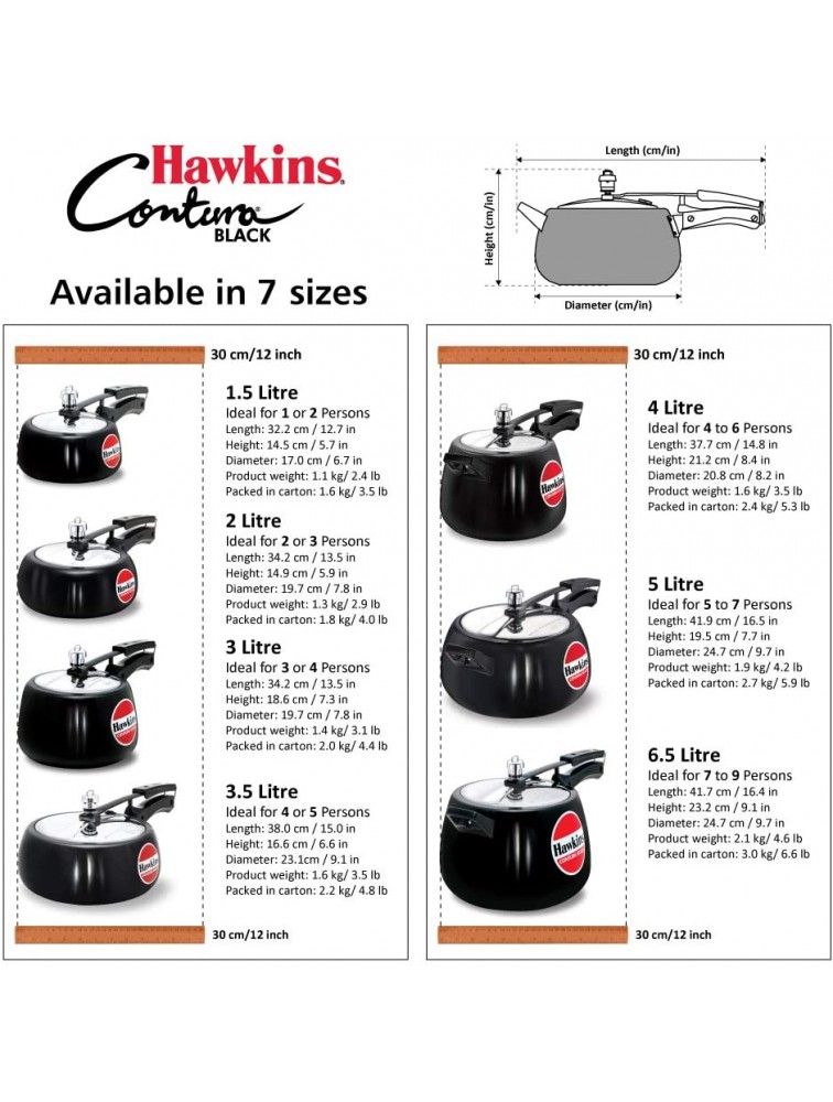 Hawkins CB30 Hard Anodised Pressure Cooker 3-Liter Contura Black - B9LVTQYG3